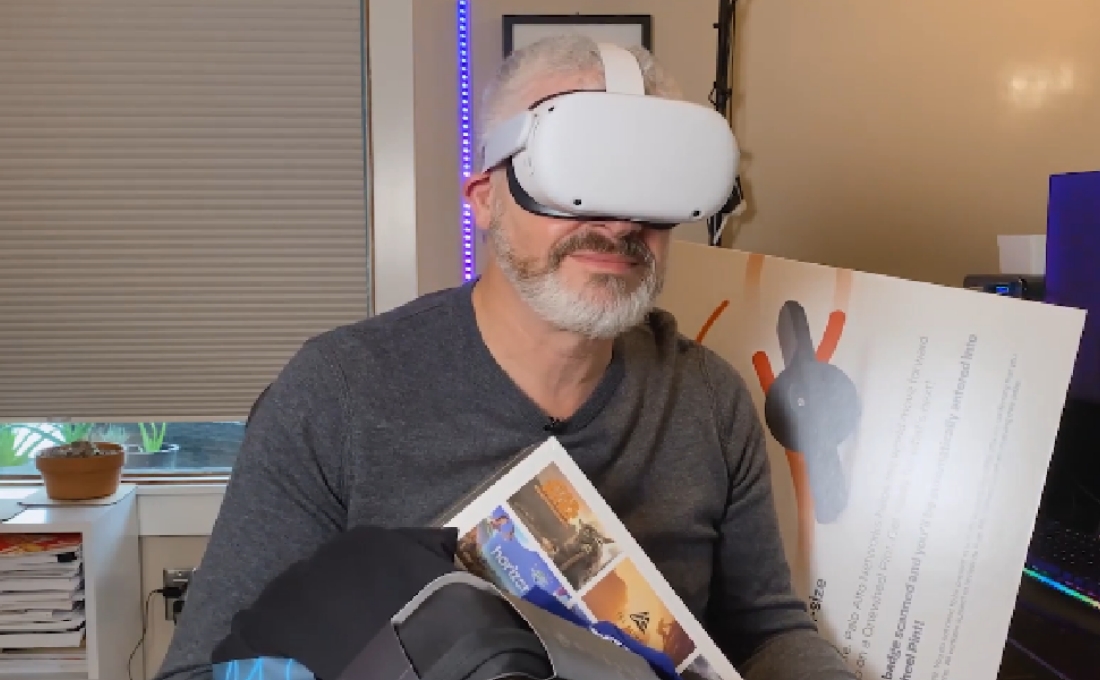 Jeff Barr wearing VR goggles